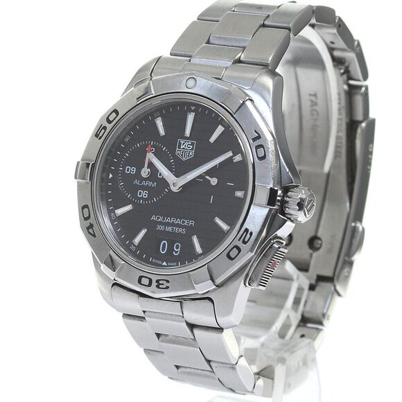 TAG HEUER Aquaracer WAP111Z Grand date Alarm Black Dial Quartz Men's - Picture 2 of 11